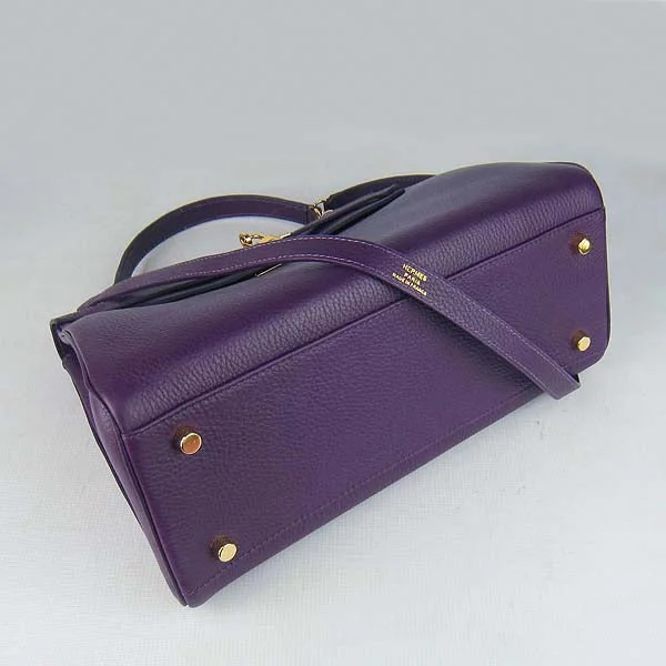 Hermès Kelly Bags with a magnetic - snap closure for easy accessHermes Kelly 32cm Togo Leather Handbag 6108 Purple Golde