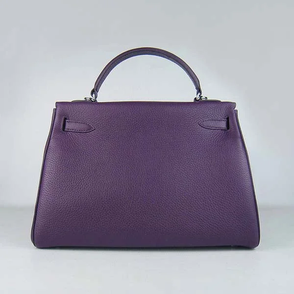 Hermès Kelly Bags with a hand - burnished edge finish for a vintage charmHermes Kelly 32cm Togo Leather Handbag 6108 Purple Silve