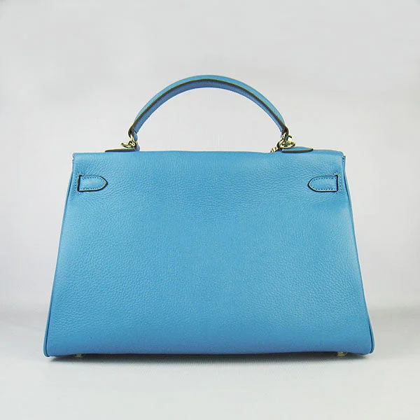 Hermès Kelly Bags with an embossed leather pattern for added textureHermes Kelly 35cm Togo Leather Handbag Light Blue/Golden