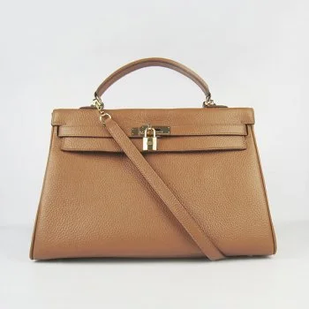 Hermès Kelly Bags with a back - pocket for additional storageHermes Kelly 35cm Togo Leather Handbag Light Coffee/Gold