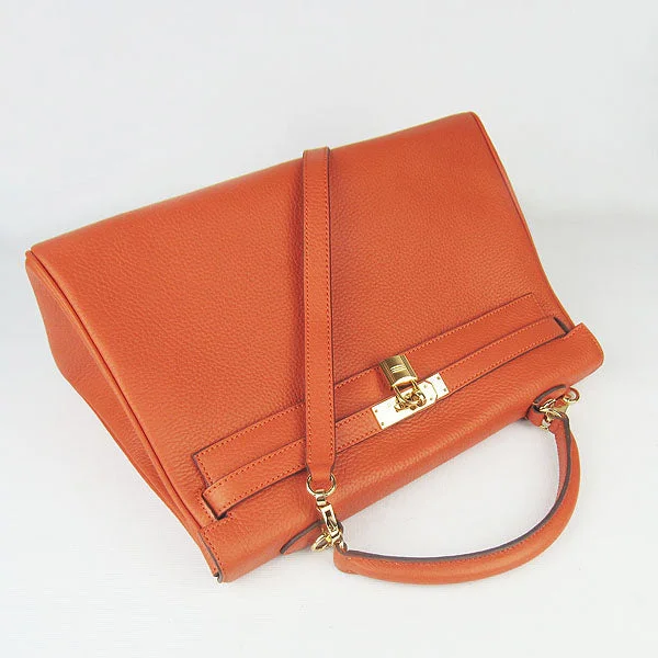 Hermès Kelly Bags with a contrast - colored interior liningHermes Kelly 35cm Togo Leather Handbag Orange/Golden