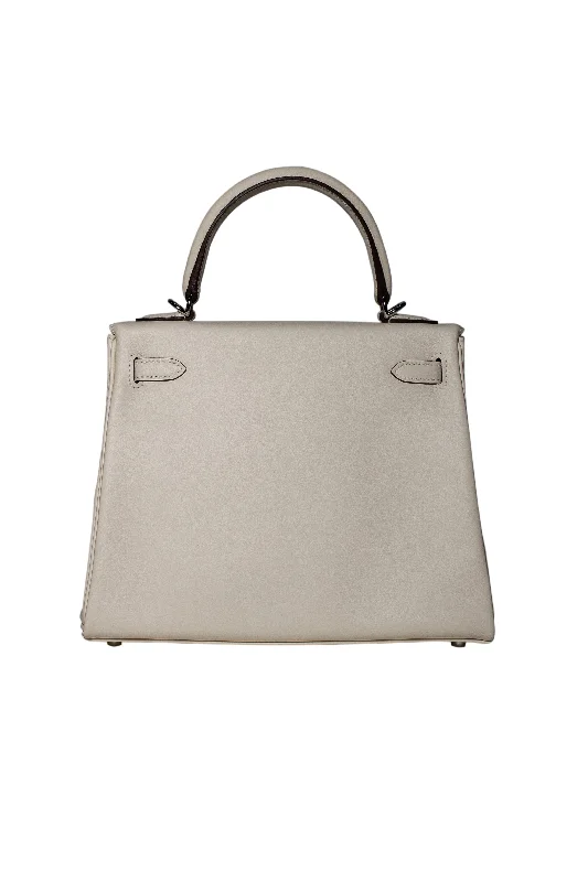 Hermès Kelly Bags with a double - handle option for easy carryingHermes Kelly size 25 in and out  Nata swift PHW