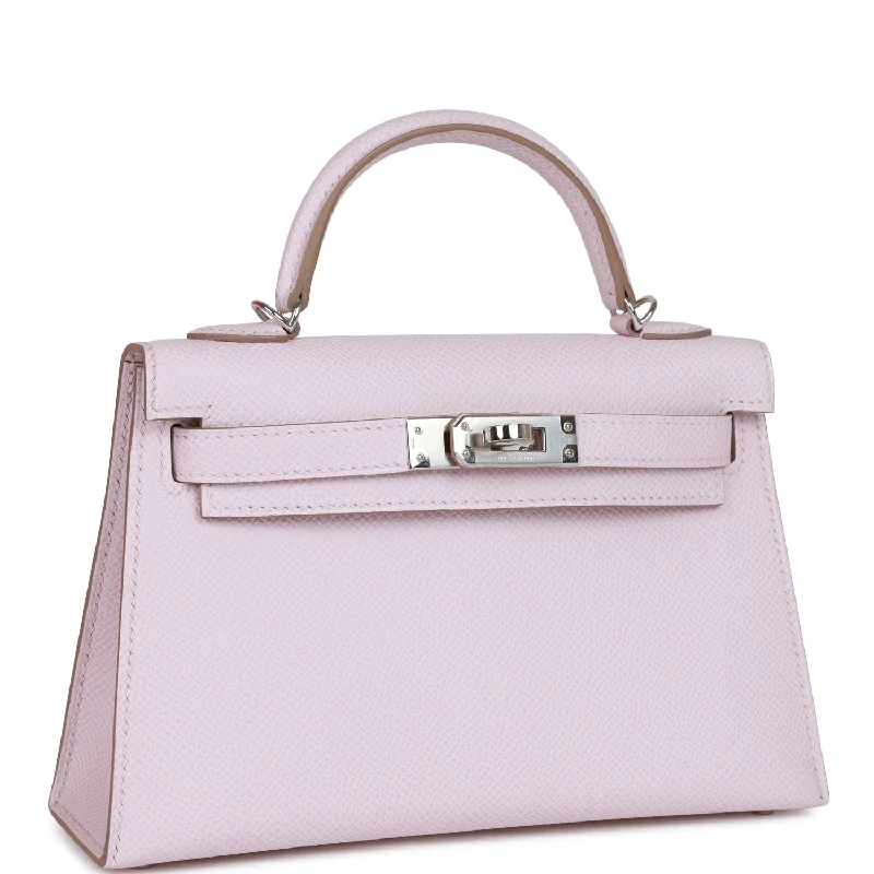 Hermès Kelly Bags with a metal - framed handle for durabilityHermes Kelly Sellier 20 Mauve Pale Epsom Palladium Hardware