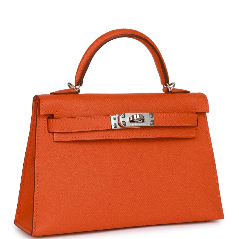 Hermès Kelly Bags with a leather - wrapped turnlock for added eleganceHermes Kelly Sellier 20 Orange Epsom Palladium Hardware