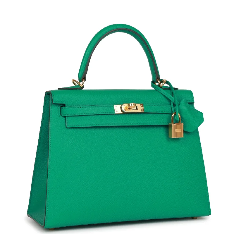 Hermès Kelly Bags in a warm terracotta color for a unique styleHermes Kelly Sellier 25 Vert Jade Epsom Gold Hardware