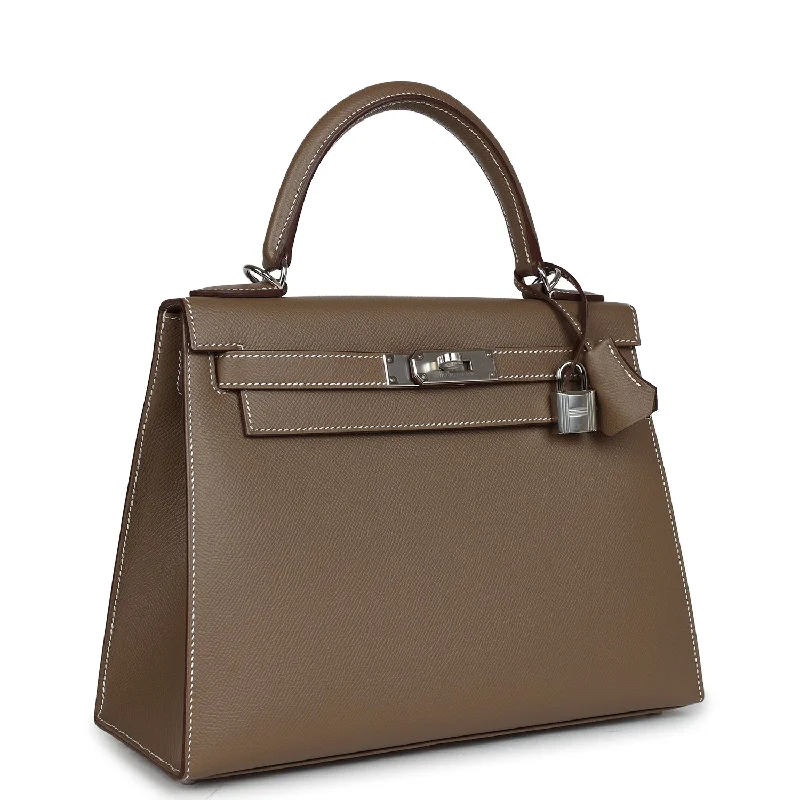 Hermès Kelly Bags with a removable interior dividerHermes Kelly Sellier 28 Etoupe Epsom Palladium Hardware