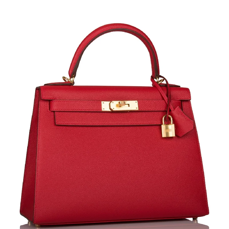 Hermès Kelly Bags with a detachable mobile phone holderHermes Kelly Sellier 28 Rouge Casaque Epsom Gold Hardware