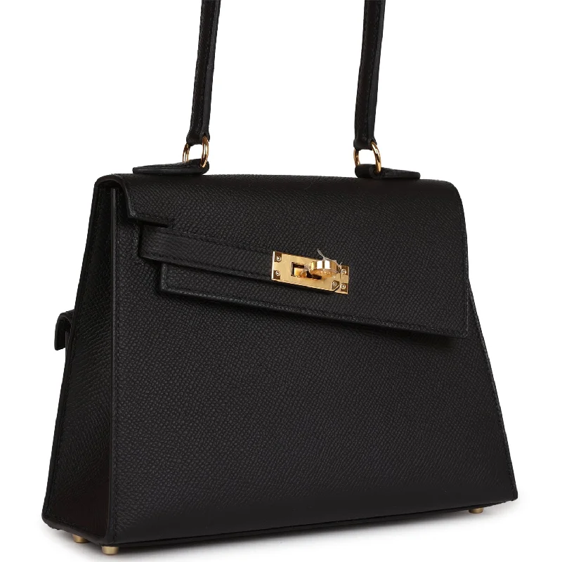 Hermès Kelly Bags with a zip - top closure for added securityHermes Kelly Sellier en Desordre 20 Black Epsom Gold Hardware