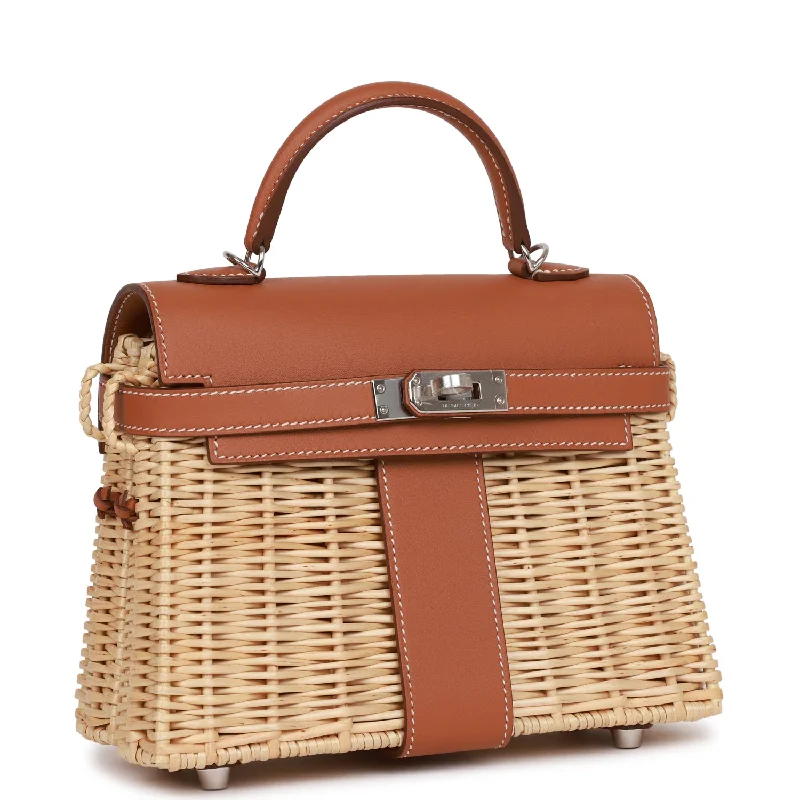 Hermès Kelly Bags with a contrast - colored interior liningHermes Mini Picnic Kelly 20 Gold Swift Palladium Hardware