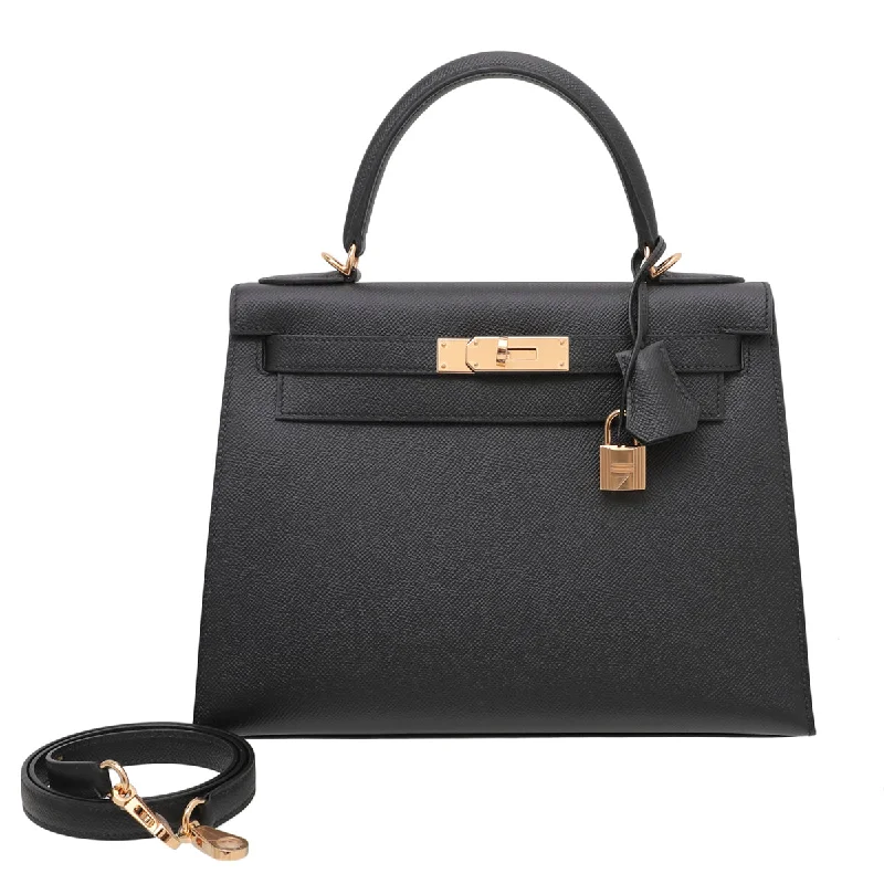 Small - sized Hermès Kelly Bags in Epsom leather for a structured lookHermes Noir Epsom Kelly 28 Bag