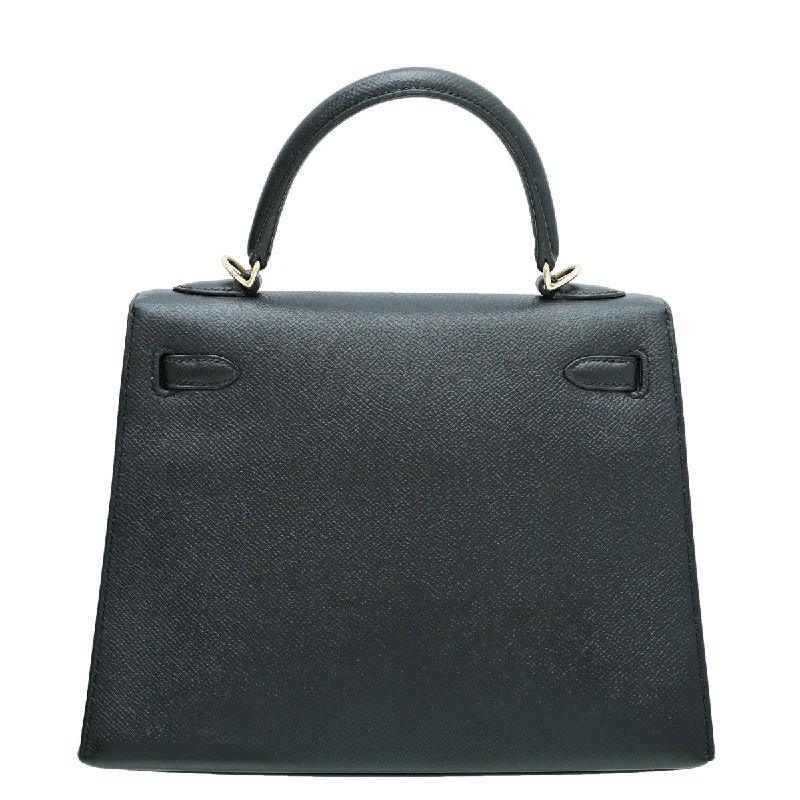 Hermès Kelly Bags with a detachable keychain holderHermes Noir Kelly 25 Bag