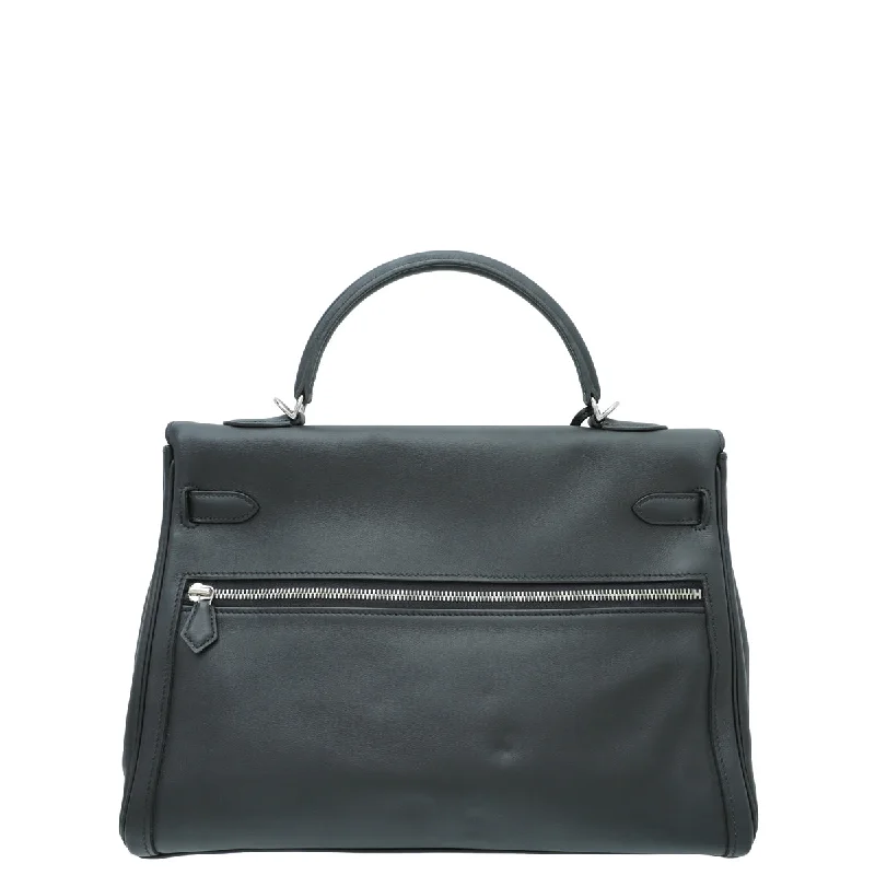 Hermès Kelly Bags with a chain - embellished handle for a modern twistHermes Noir Lakis Kelly 35 Bag