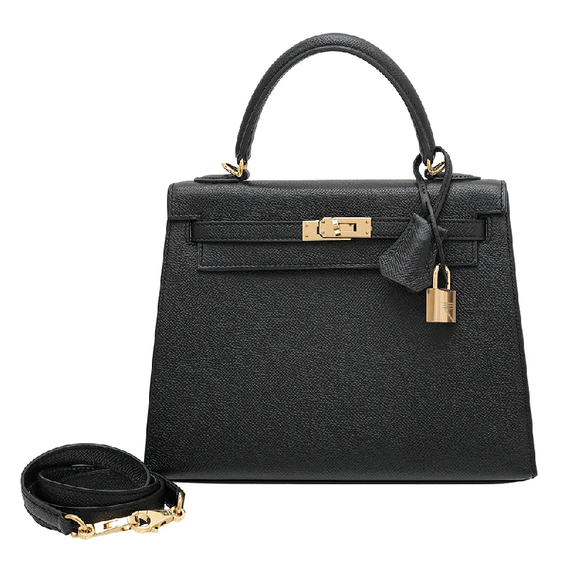 Hermès Kelly Bags with a detachable mirror insideHermes Noir Sellier Kelly 25 Bag