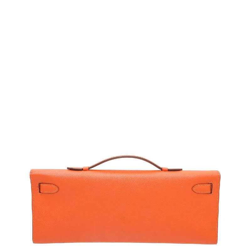 Hermès Kelly Bags with a snap - fastened front pocket for convenienceHermes Potiron Kelly Cut Clutch