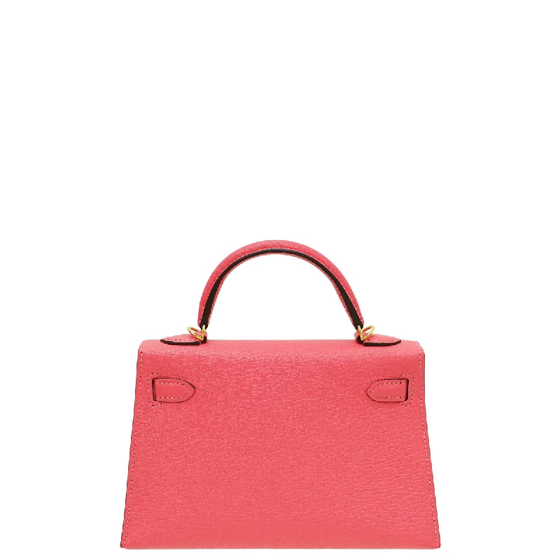 ·Hermes Rose Lipstick Chevre Mysore Mini Kelly Bag