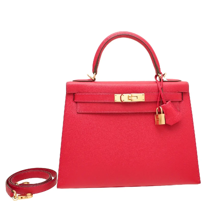 Hermès Kelly Bags with a detachable mobile phone holderHermes Rouge Casaque Sellier Kelly 28 Bag