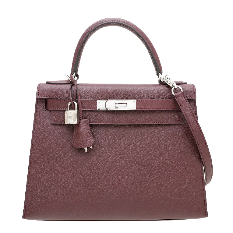 Hermès Kelly Bags in a metallic silver for a glamorous touchHermes Rouge H Sellier Kelly 28 Bag