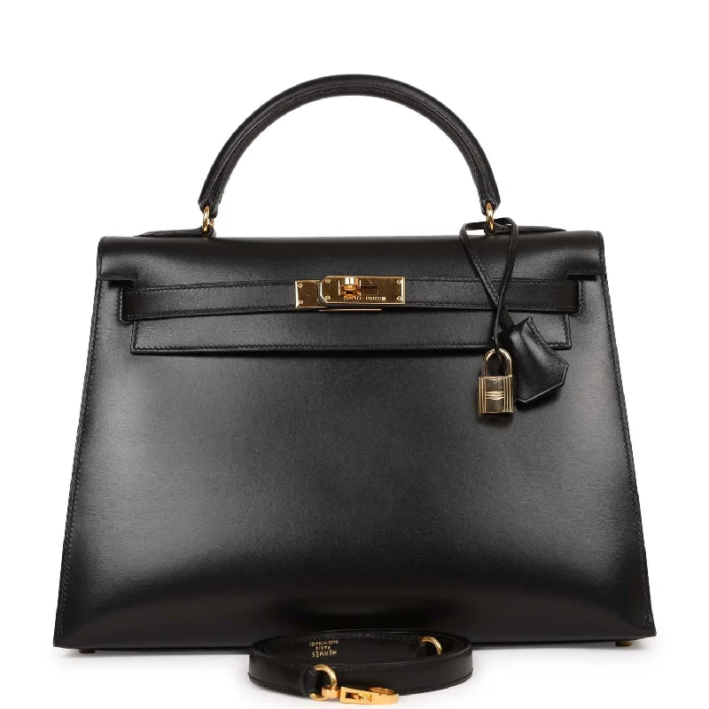 Hermès Kelly Bags in a bold orange for a standout appearanceVintage Hermes Kelly Sellier 32 Black Box Gold Hardware