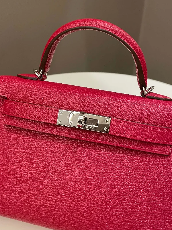 Hermès Kelly Bags in a vibrant electric blue for a pop of colorHermes Mini Kelly 20 Rouge Casaque / Pink Chèvre