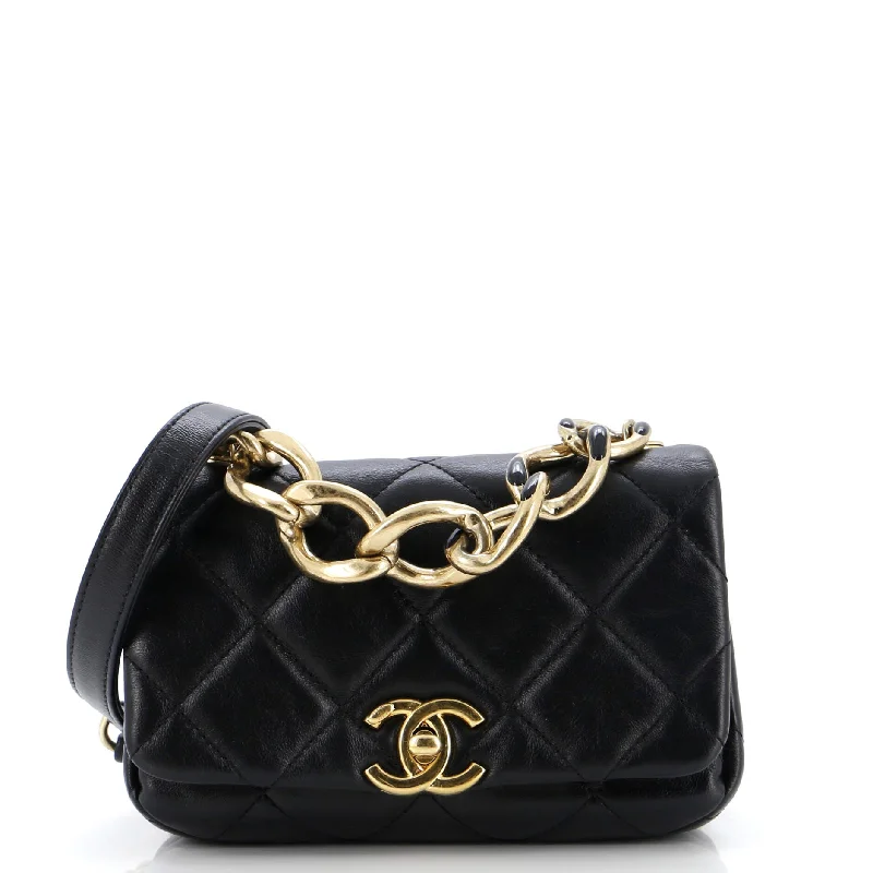 Color Match Flap Bag Quilted Lambskin Mini