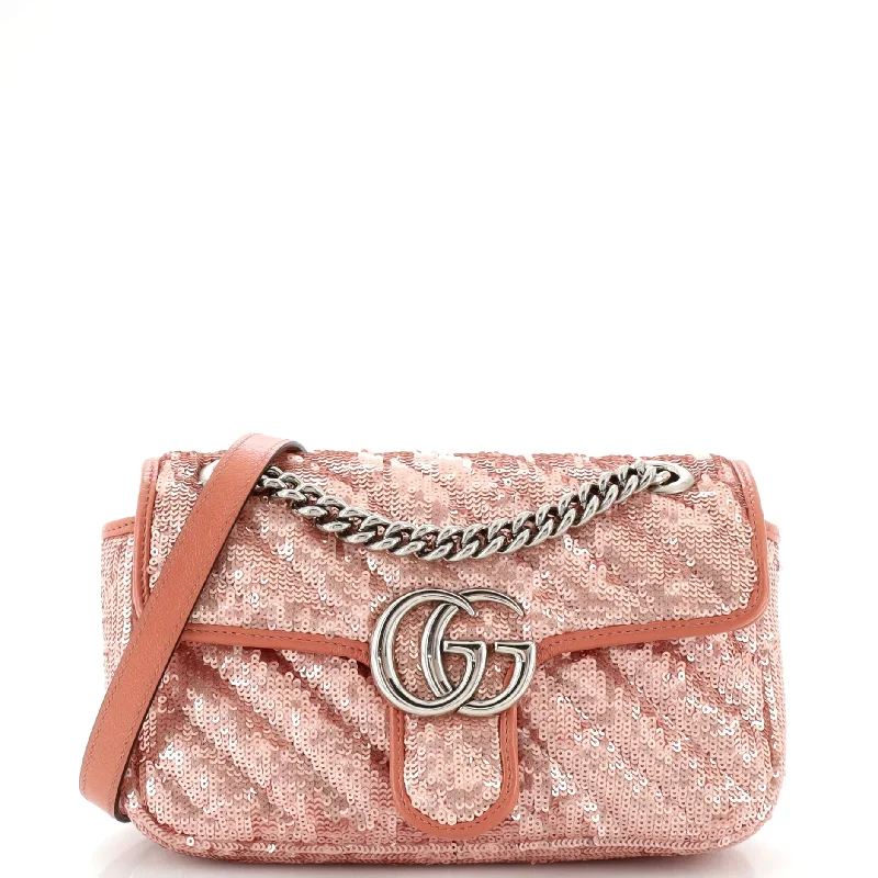 GG Marmont Flap Bag Diagonal Quilted Sequins Mini